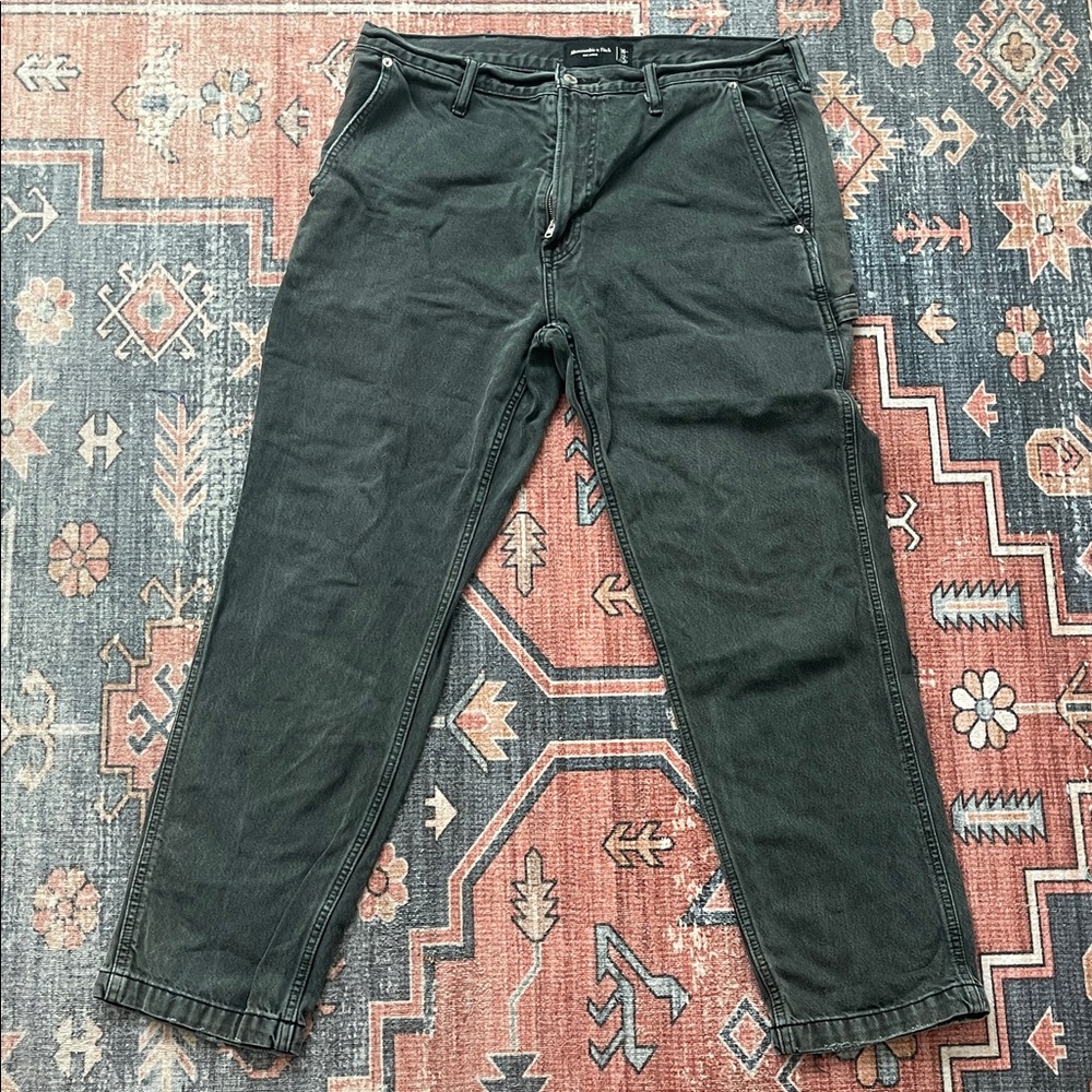 Abercrombie & Fitch Men's Dark Grey Cargo Jeans